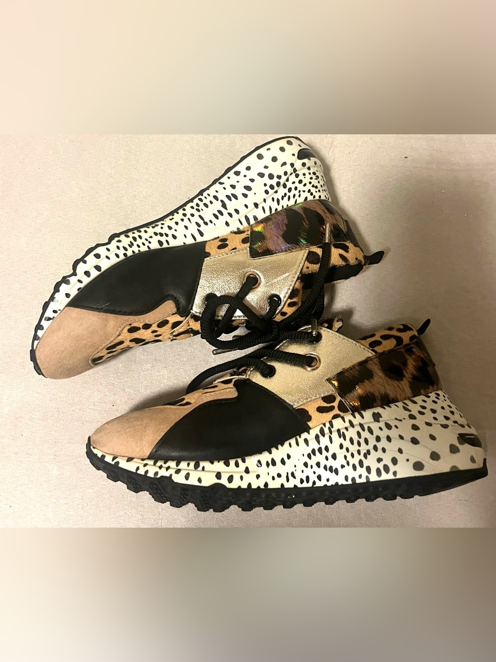 Steve Madden Cliff Multicolor Animal Print Suede Fashion Sneakers Size 8.5 - Picture 6 of 16